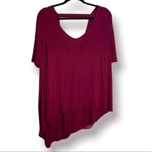 New York & Co Sweet Pea Stacy Frati Burgundy Asymmetrical Flowy Maternity Top L